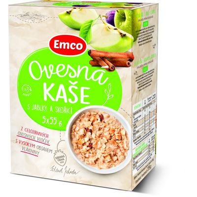 Emco Kaše ovesná s jablkem a skořicí 5 x 55 g