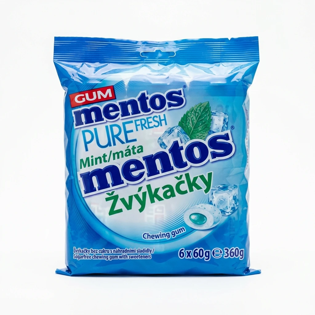 mentos Pure Fresh Mint/máta Žvýkačky 6 x 60 g