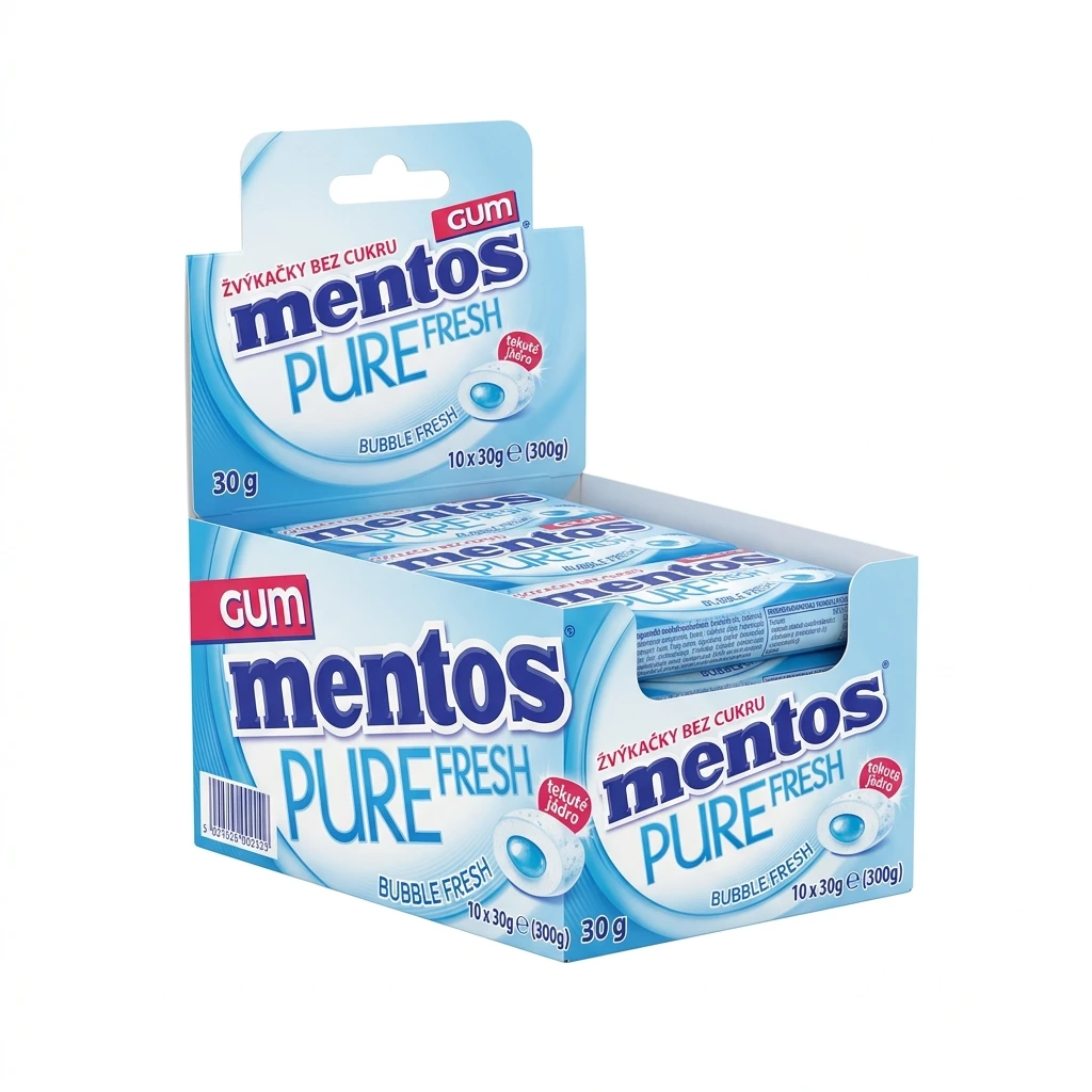 mentos Gum Pure Fresh Bubble žvýkačky 10 x 30 g