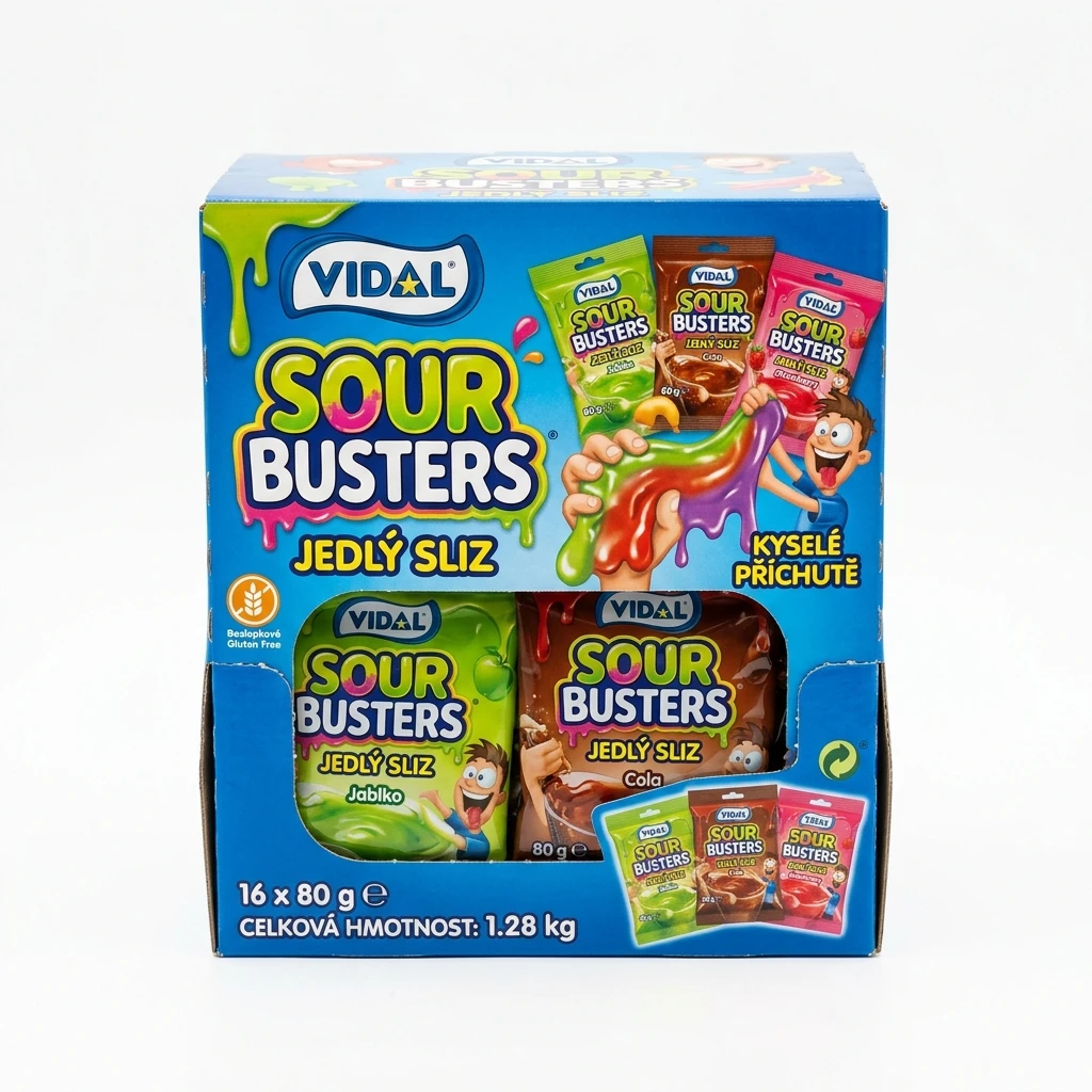 VIDAL Sour Busters Jedlý sliz 16 x 80 g