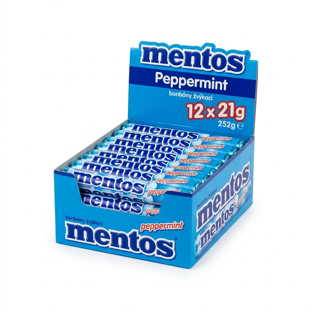 mentos Peppermint bonbóny žvýkací 12 x 21 g