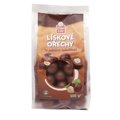 Fine Life Lískové oříšky v mléčné čokoládě 300 g