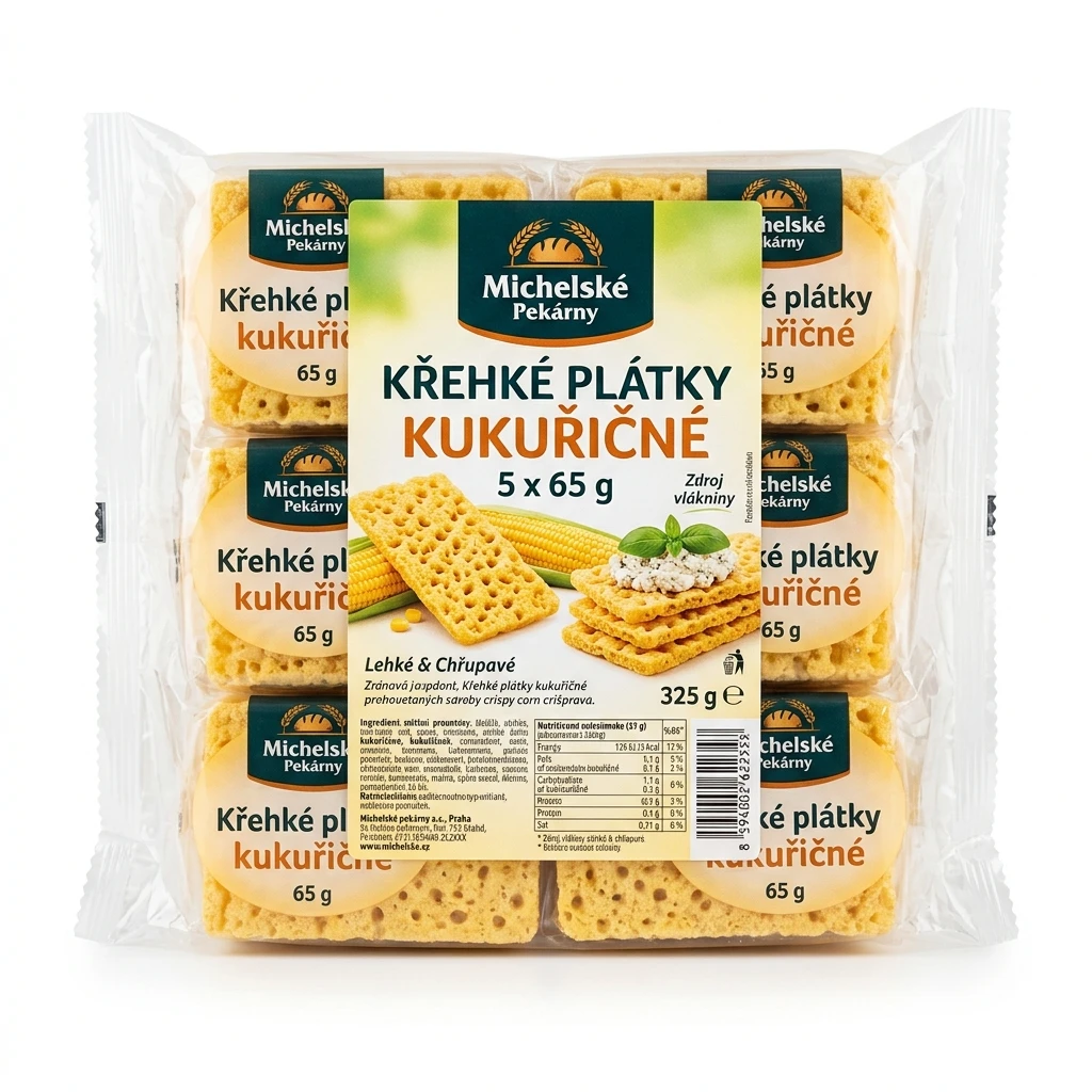 Michelské Pekárny Křehké plátky kukuřičné 5 x 65 g