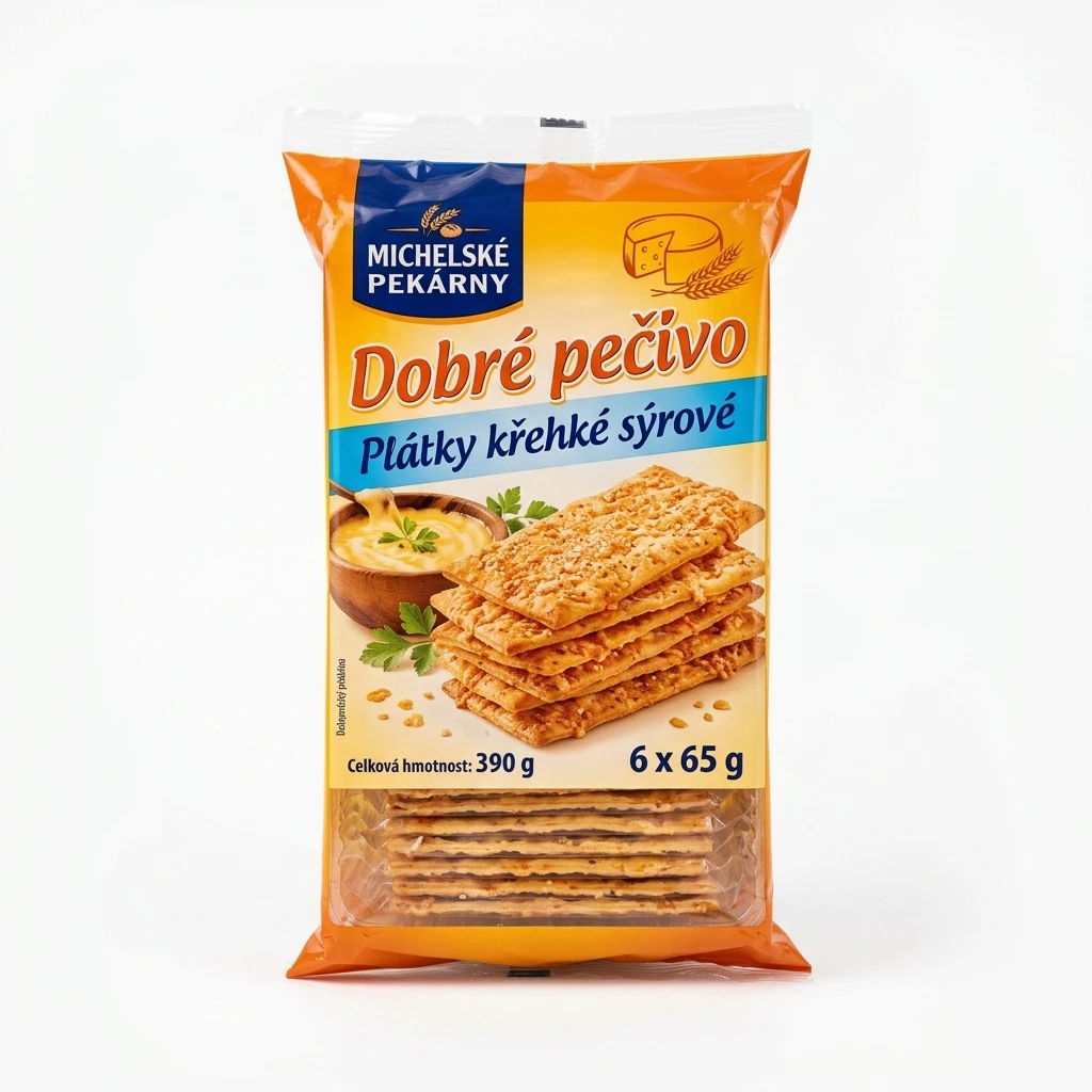 MICHELSKÉ PEKÁRNY Dobré pečivo Plátky křehké sýrové 6 x 65 g