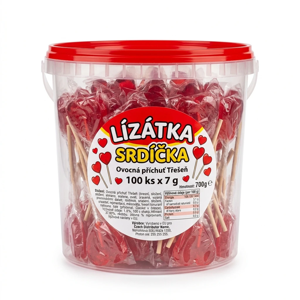 Lízátka srdíčka 100 x 7 g