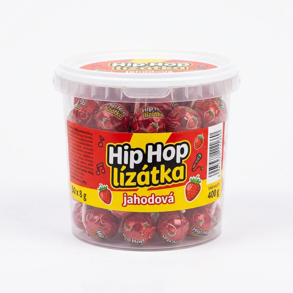 Hip Hop lízátka jahodová 50 x 8 g