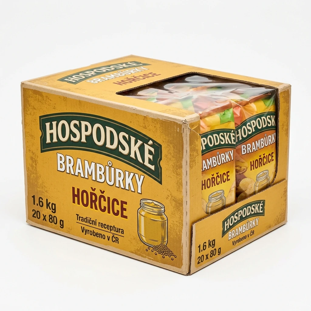 Hospodské brambůrky hořčice 20 x 80 g