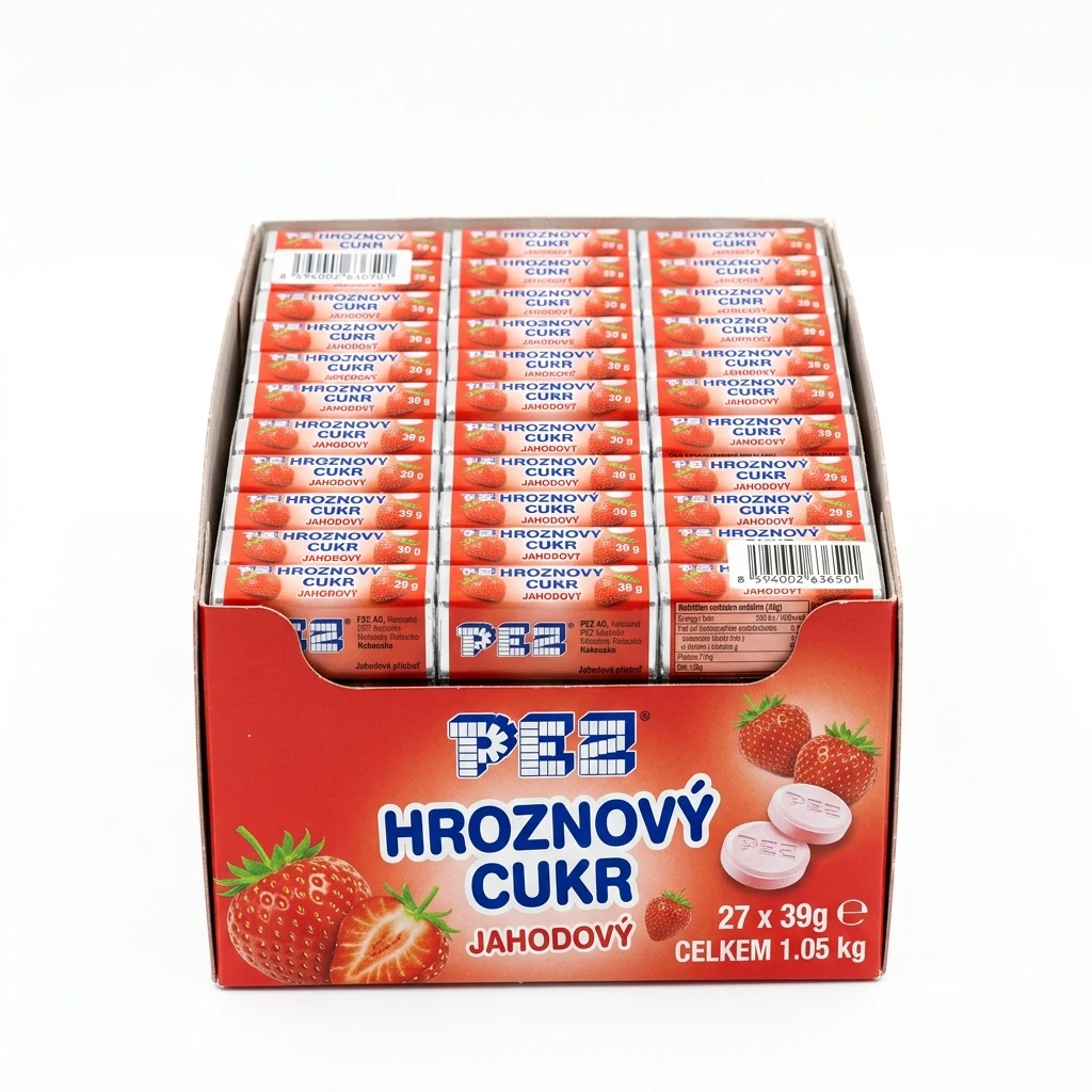PEZ hroznový cukr jahodový 27 x 39 g