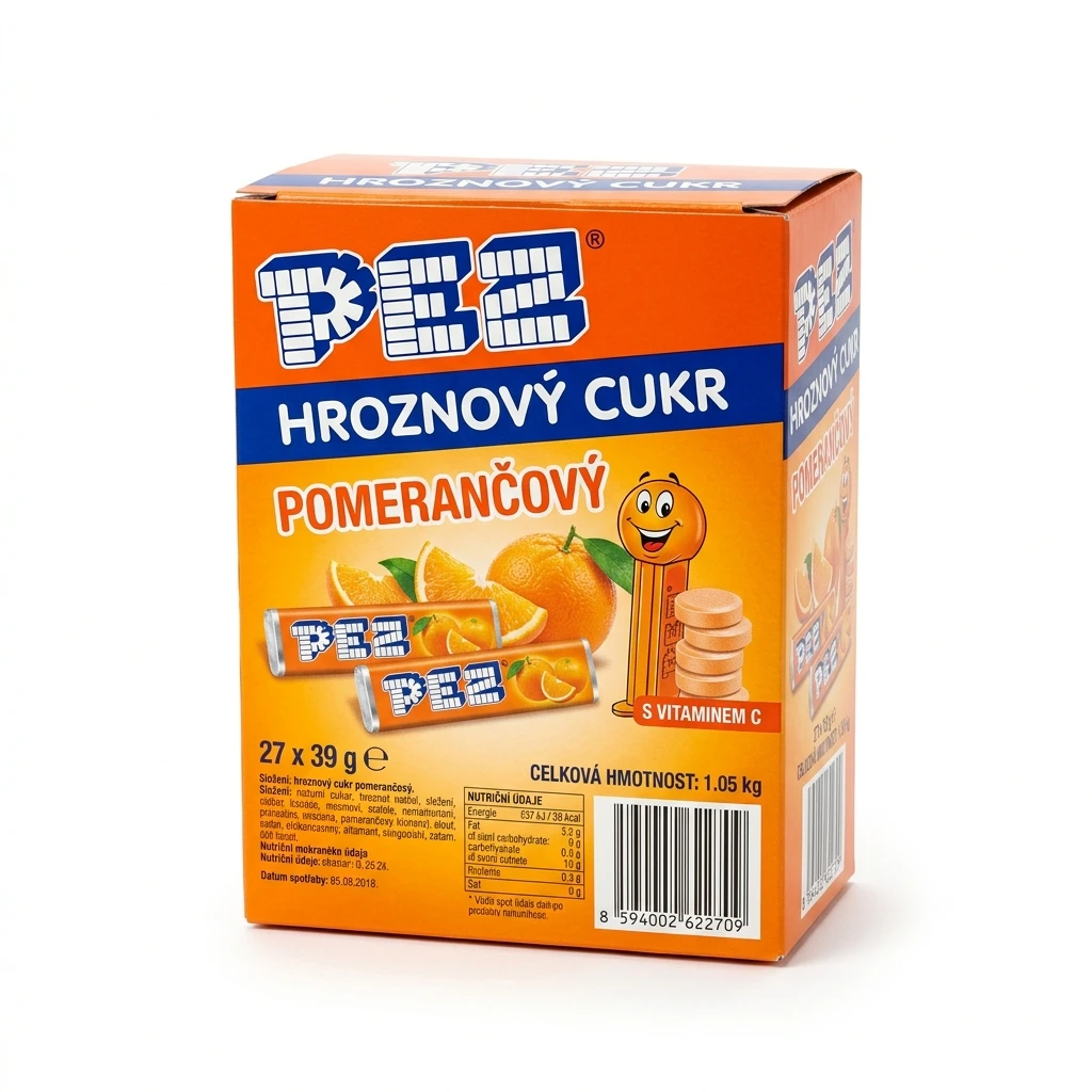PEZ hroznový cukr pomerančový 27 x 39 g