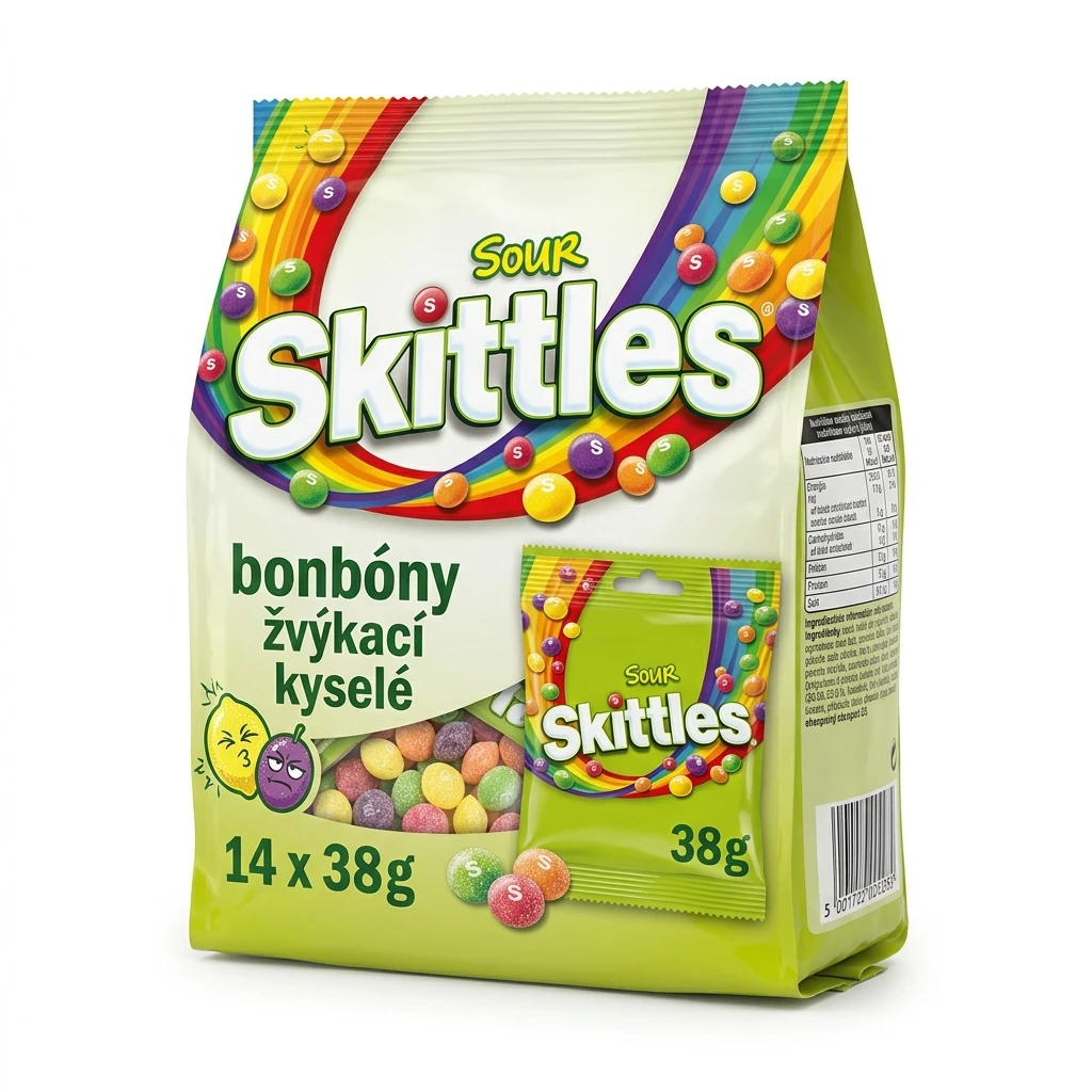 Skittles bonbóny žvýkací kyselé 14 x 38 g