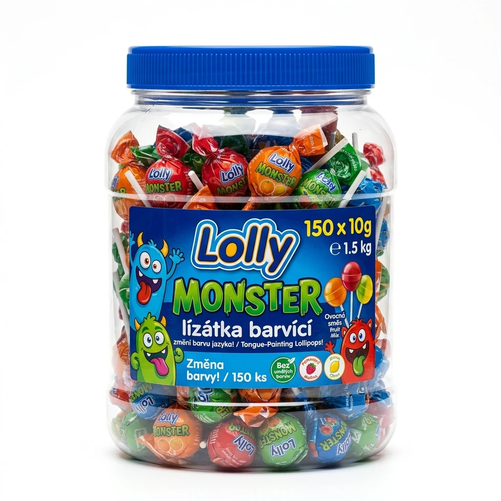 Lolly MONSTER lízátka barvící 150 x 10 g