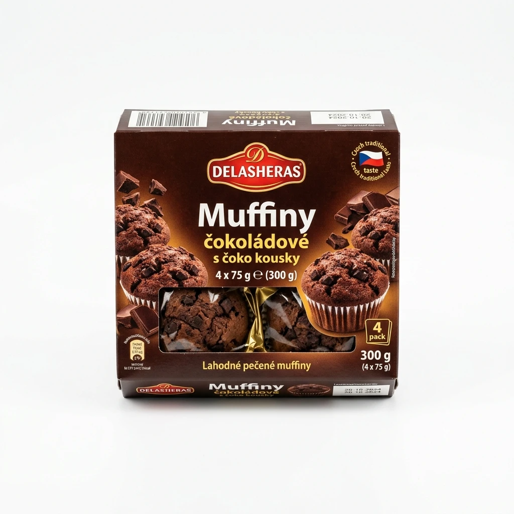 DELASHERAS Muffiny čokoládové s čoko kousky 4 x 75 g