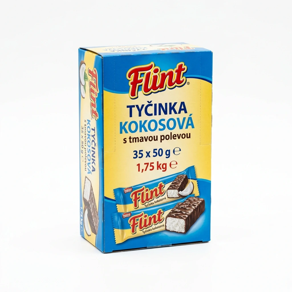 Flint Tyčinka kokosová s tmavou polevou 35 x 50 g