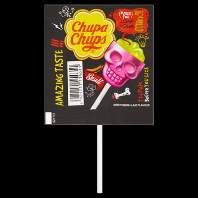 Chupa Chups Skull Lízátko 3D jahoda/limetka 45 x 15 g