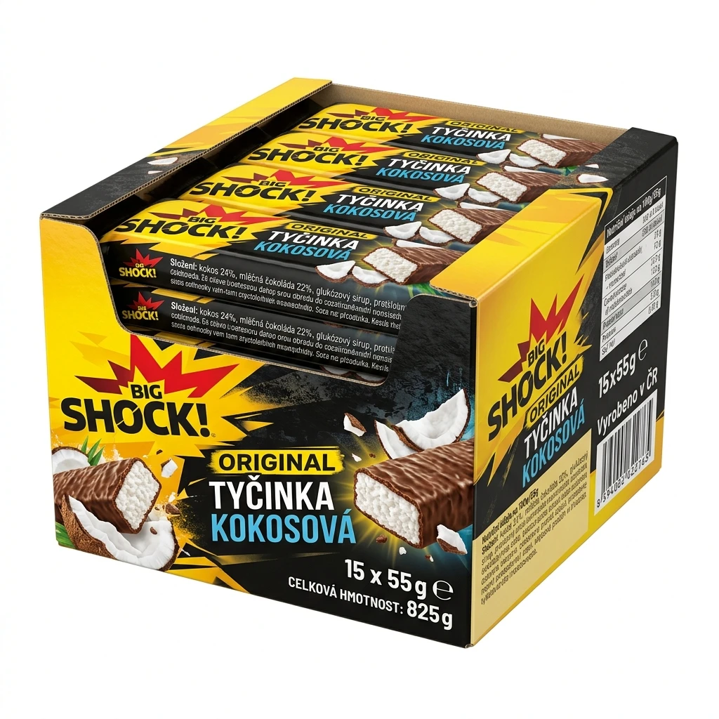 BIG SHOCK! Original Tyčinka kokosová 15 x 55 g