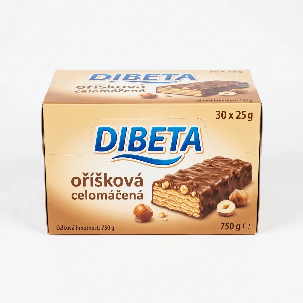 DIBETA oříšková celomáčená 30 x 25g