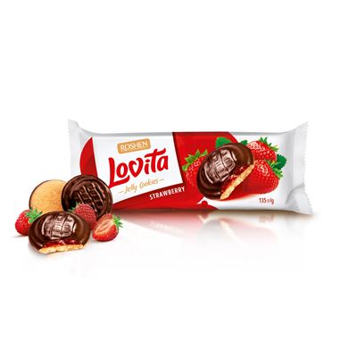 ROSHEN Lovita Čokopiškot jahoda 135 g