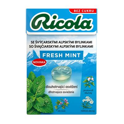 Ricola Fresh Mint/máta Bonbóny bez cukru 20 x 40 g
