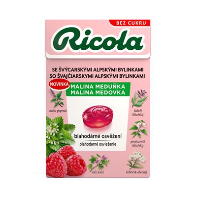 Ricola Malina Meduňka Bonbóny bez cukru 20 x 40 g