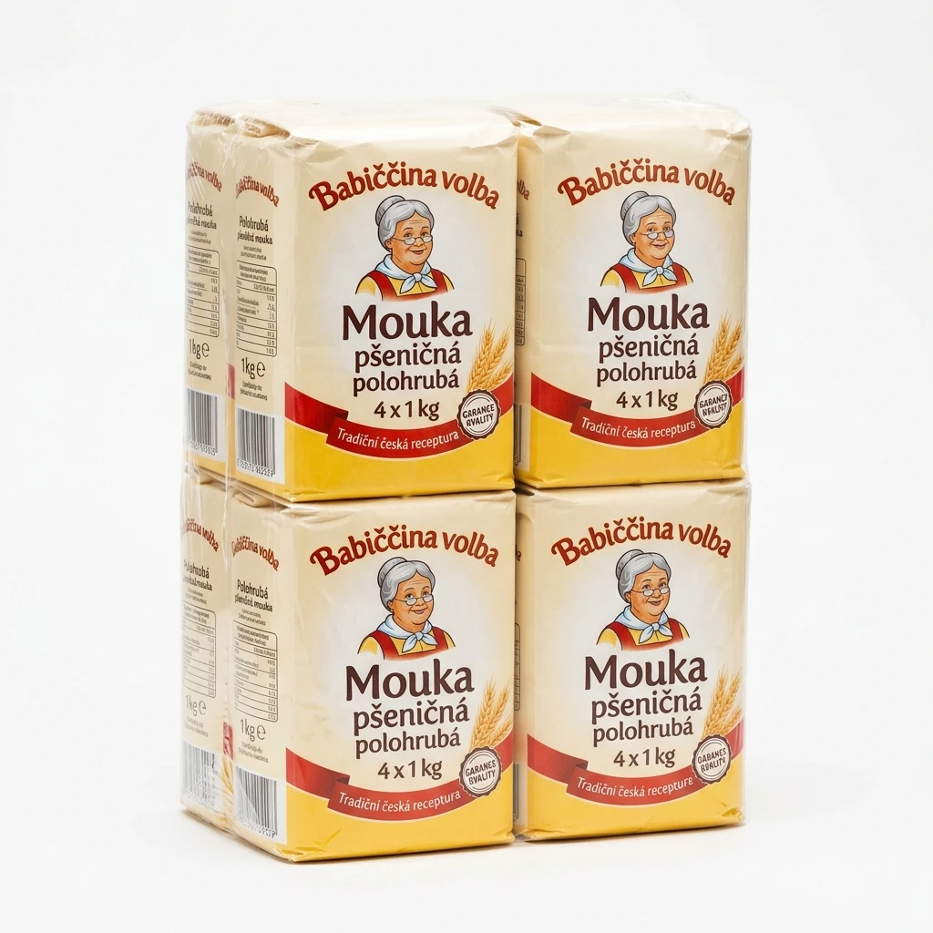 Babiččina volba Mouka pšeničná polohrubá 4 x 1 kg