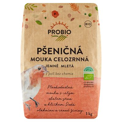 PROBIO Mouka pšeničná BIO celozrnná jemně mletá 1 kg