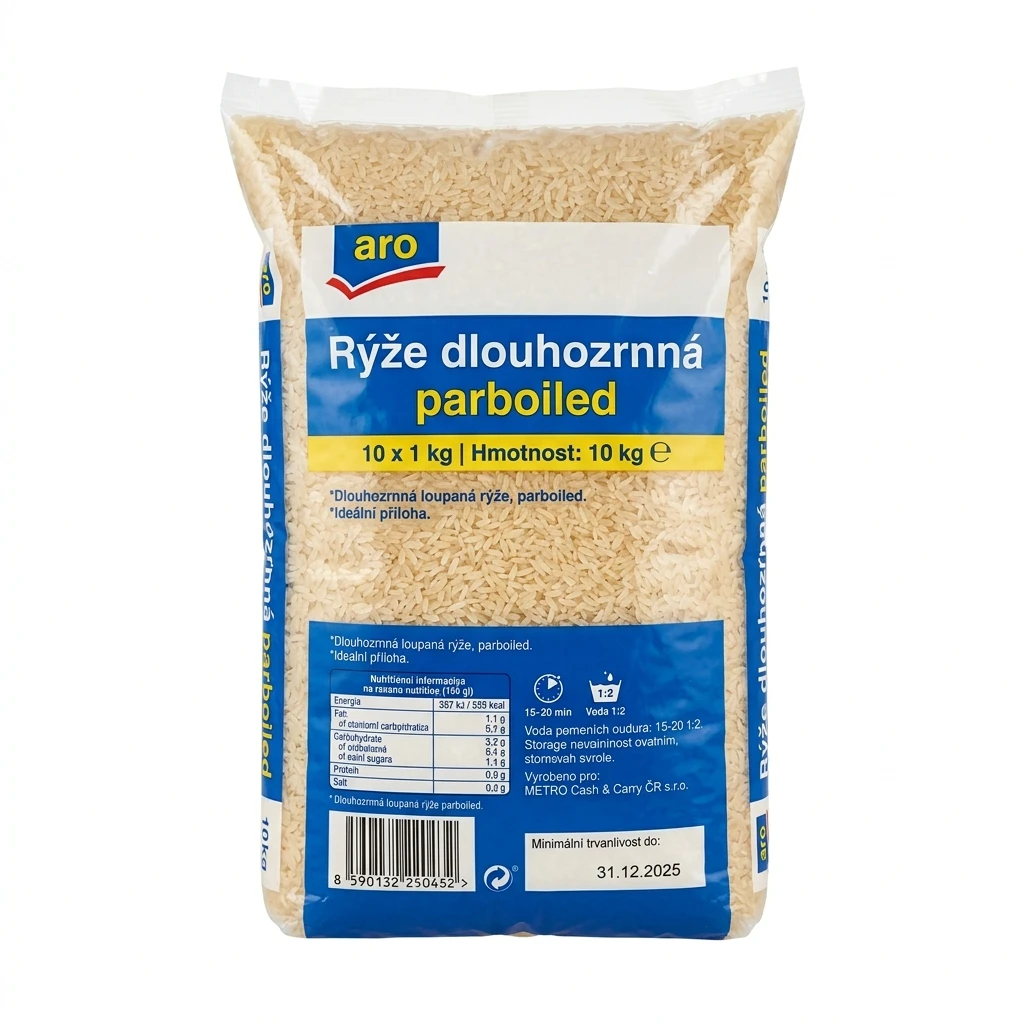 aro Rýže dlouhozrnná parboiled 10 x 1 kg
