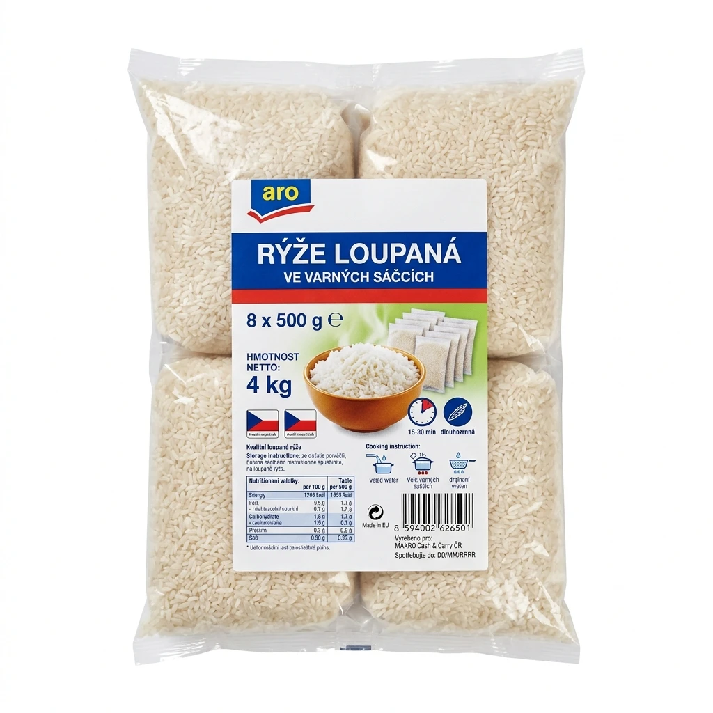 aro Rýže loupaná ve varných sáčcích 8 x 500 g