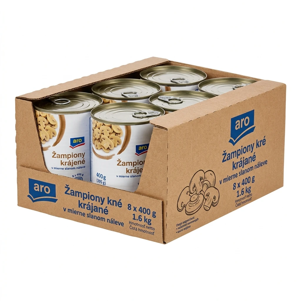aro Žampiony krájené 8 x 400 g