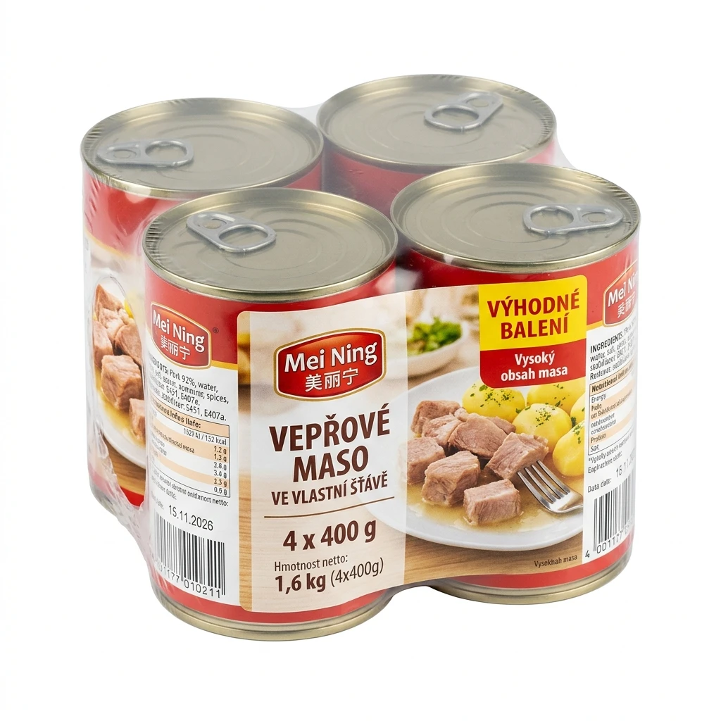 Mei Ning Vepřové maso ve vlastní šťávě 4 x 400 g