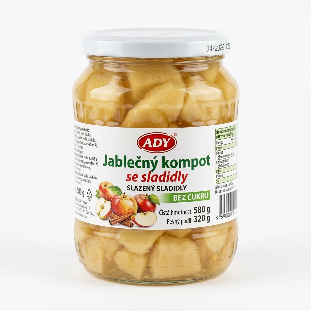 ADY Jablečný kompot se sladidly 8 x 580 g