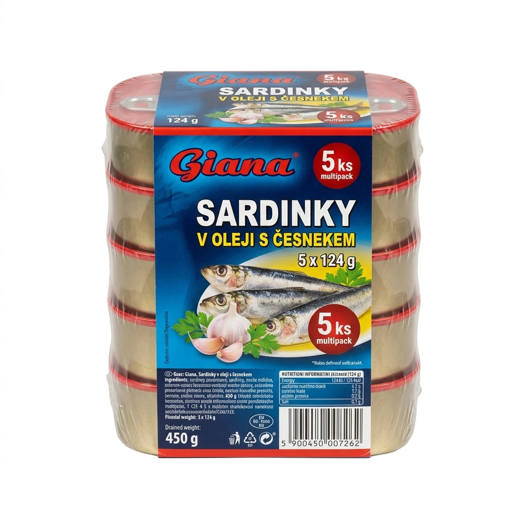 Giana Sardinky v oleji s česnekem 5 x 124 g