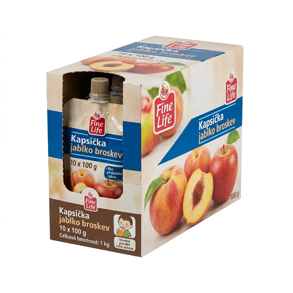 Fine Life Kapsička jablko broskev 10 x 100 g