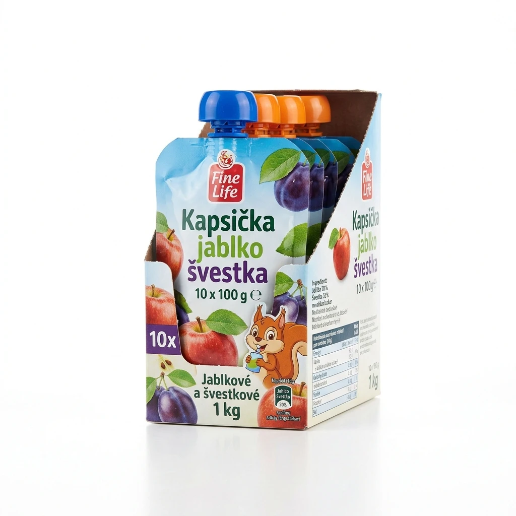 Fine Life Kapsička jablko švestka 10 x 100 g