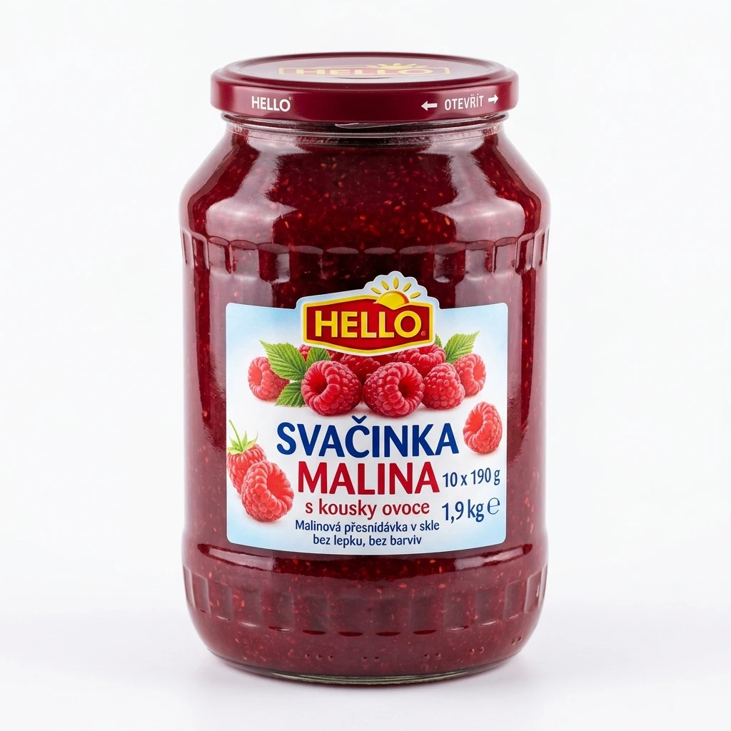 HELLO Svačinka malina 10 x 190 g sklo