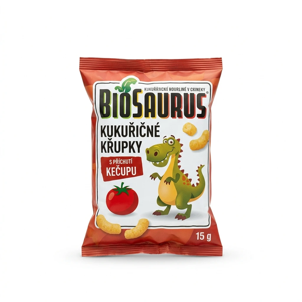 BIOSAURUS Kukuřičné křupky s příchutí kečupu 15 g