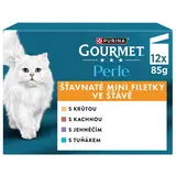 Gourmet Perle kapsičky pro kočky krůta, kachna, jehněčí, tuňák ve šťávě 12 x 85 g