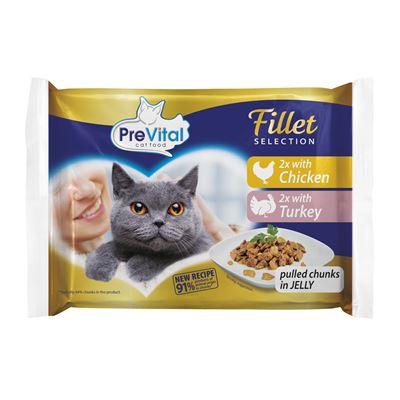 PreVital Kapsička kuřecí-krůtí pro kočky 4 x 85 g
