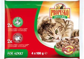 PROPESKO Kapsička masová pro kočky Hovězí/Králík 4 x 100 g