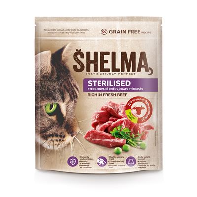 SHELMA Krmivo pro sterilizované kočky hovězí 750 g