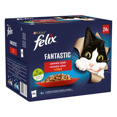 felix Fantastic Kapsička pro kočky kuřecí/hovězí/králičí/jehněčí 24 x 85 g
