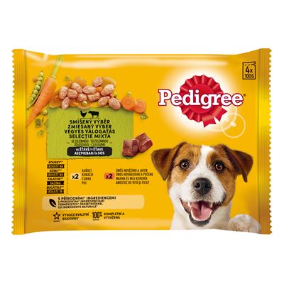 Pedigree Smíšený výběr pro psy hovězí/kuřecí/zelenina 4 x 100 g