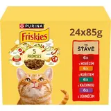 PURINA Friskies kapsičky pro kočky kuře, hovězí, jehněčí, kachna ve šťávě 24 x 85 g