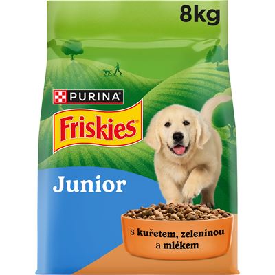 Friskies Junior granule pro štěňata kuře s mlékem, zelenina 8 kg
