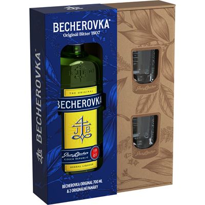 BECHEROVKA 38% 700 ml + panáky 2 ks