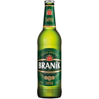 BRANÍK Výčepní světlé pivo 20 x 500 ml vratné sklo