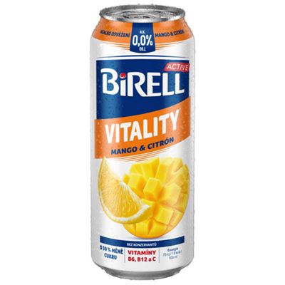 BIRELL Active Mango citrón 4 x 500 ml plech multipack