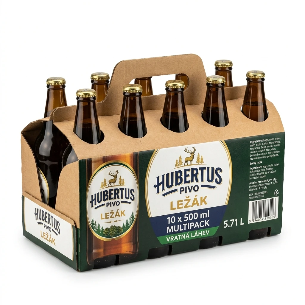 Hubertus Pivo ležák 10 x 500 ml multipack vratná láhev