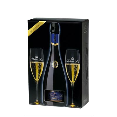 Bohemia Prestige Brut sekt 3 x (750 ml + sklenice 2 ks) dárkové balení