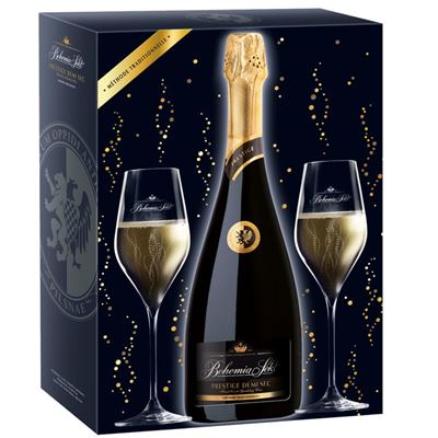 Bohemia Sekt Prestige Demi Sec 750 ml + 2 sklenice