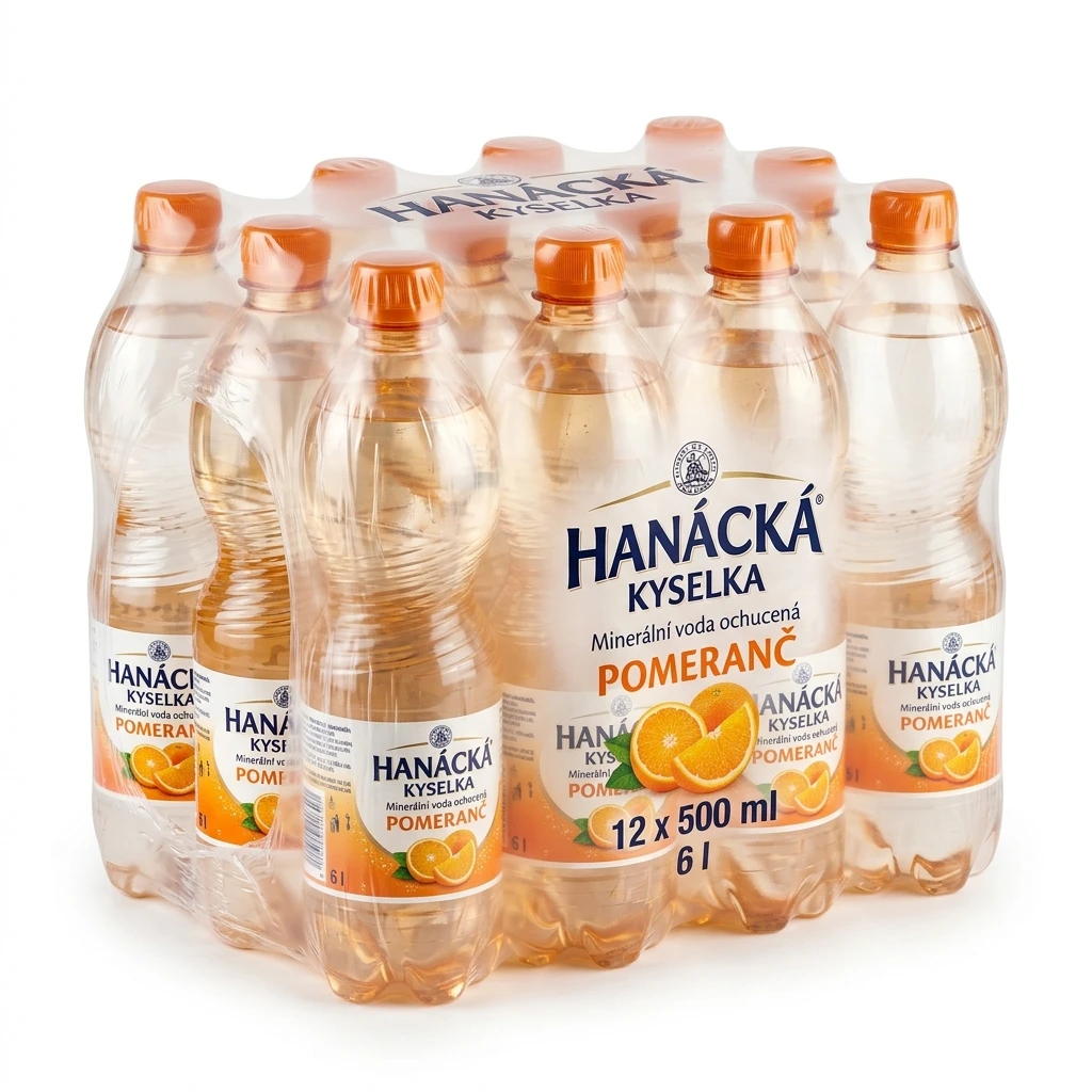 HANÁCKÁ KYSELKA Voda minerální ochucená pomeranč 12 x 500 ml
